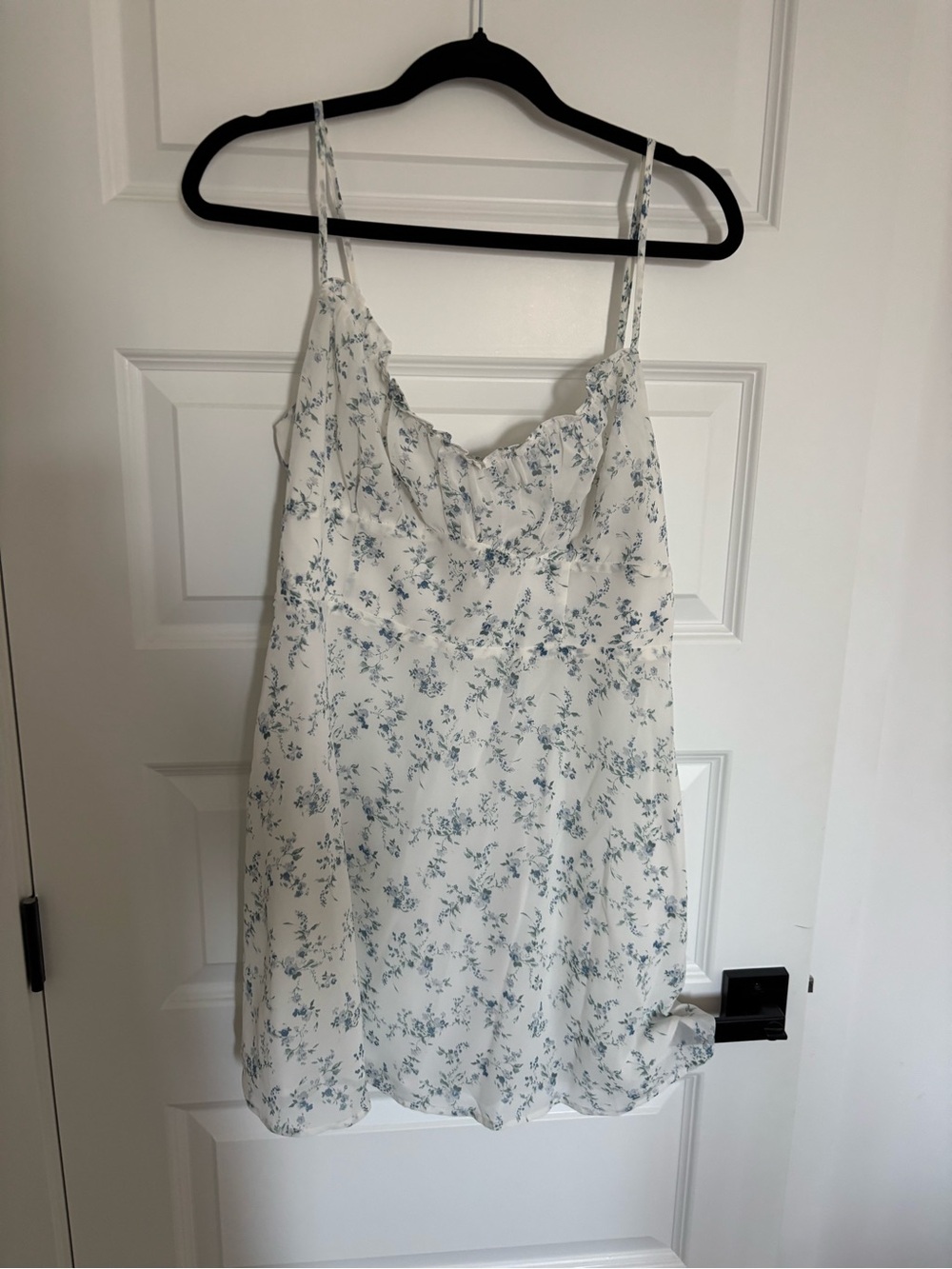 Dynamite White Dress with Blue-Green Floral Print